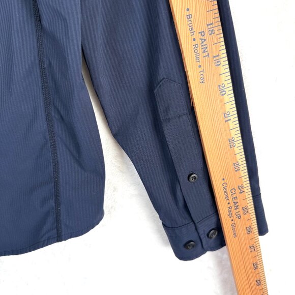 Lululemon Athletica Striped Vented Hidden Placket Button Down Shirt Mens XL Blue - Picture 8 of 8